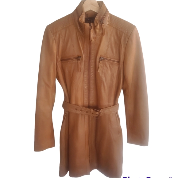 Vintage Wilsons Leather Long Belted Leather Coat Jacket size M - Picture 1 of 16